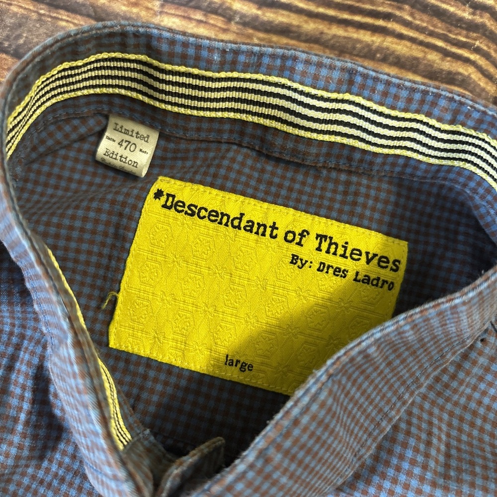 Descendant of Thieves Long Sleeve Shirt Men's Large L Limited Edition Gingham - Picture 2 of 10